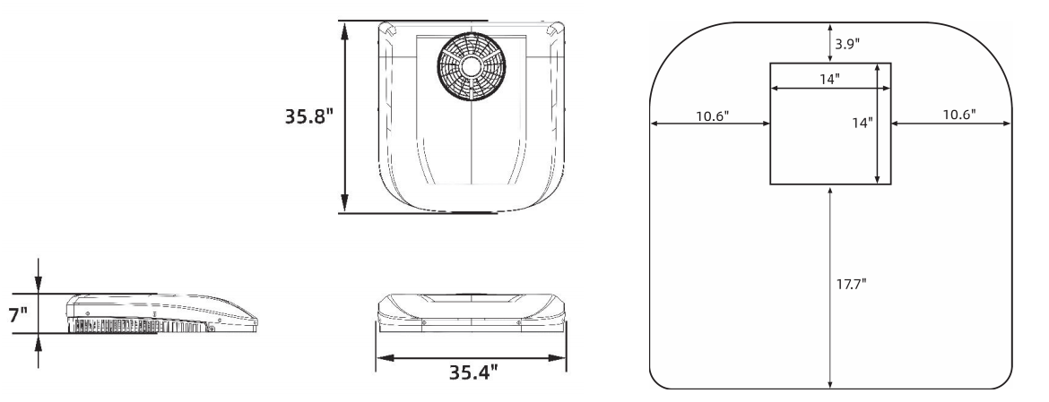 Velit 3000R Rooftop Air Conditioner 24/48V Size Draft Design